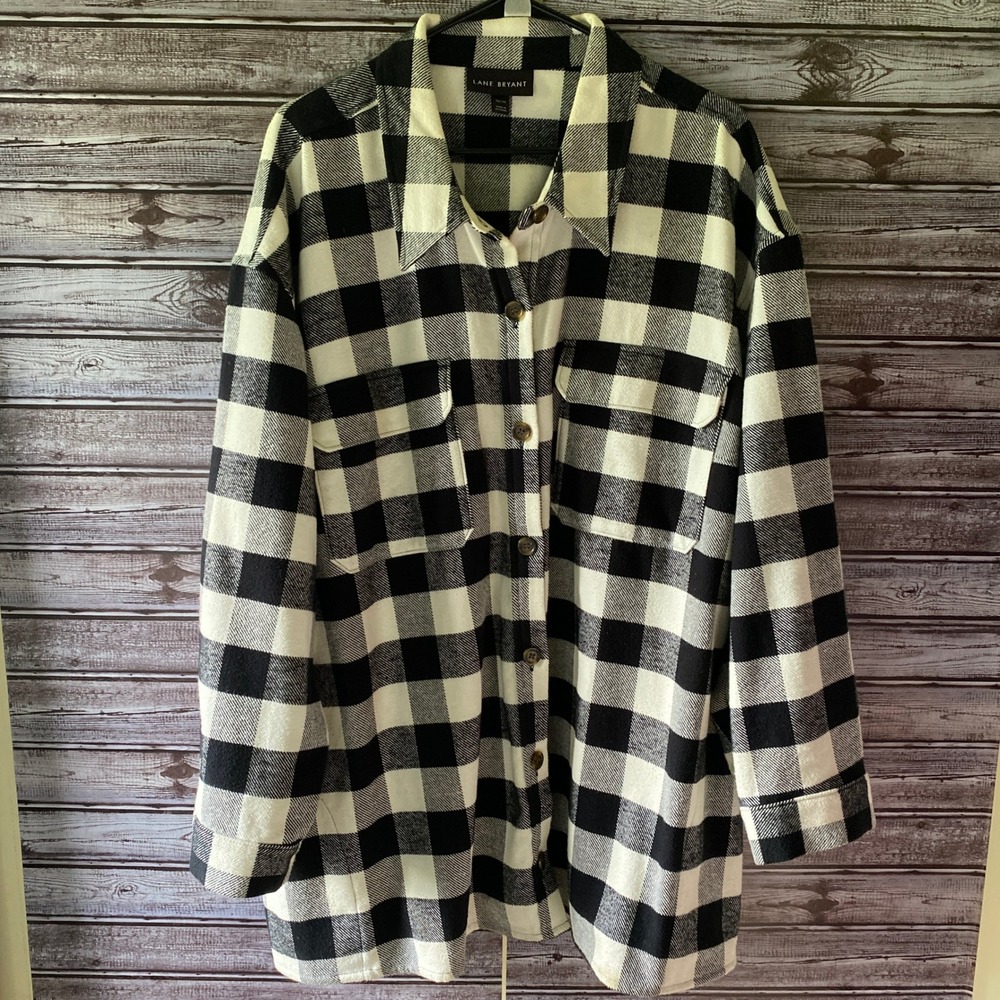 Lane‎ Bryant Women's Long-Sleeved Button-Down Shirt Shacket Size 26/28 Flannel